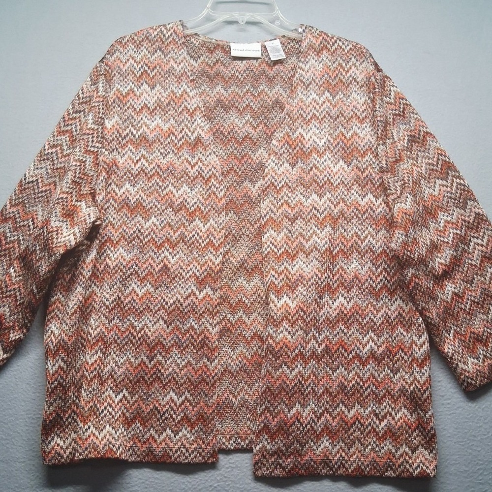 Alfred Dunner Women's Brown Lace Knit  Cardigan Sweater Size XL